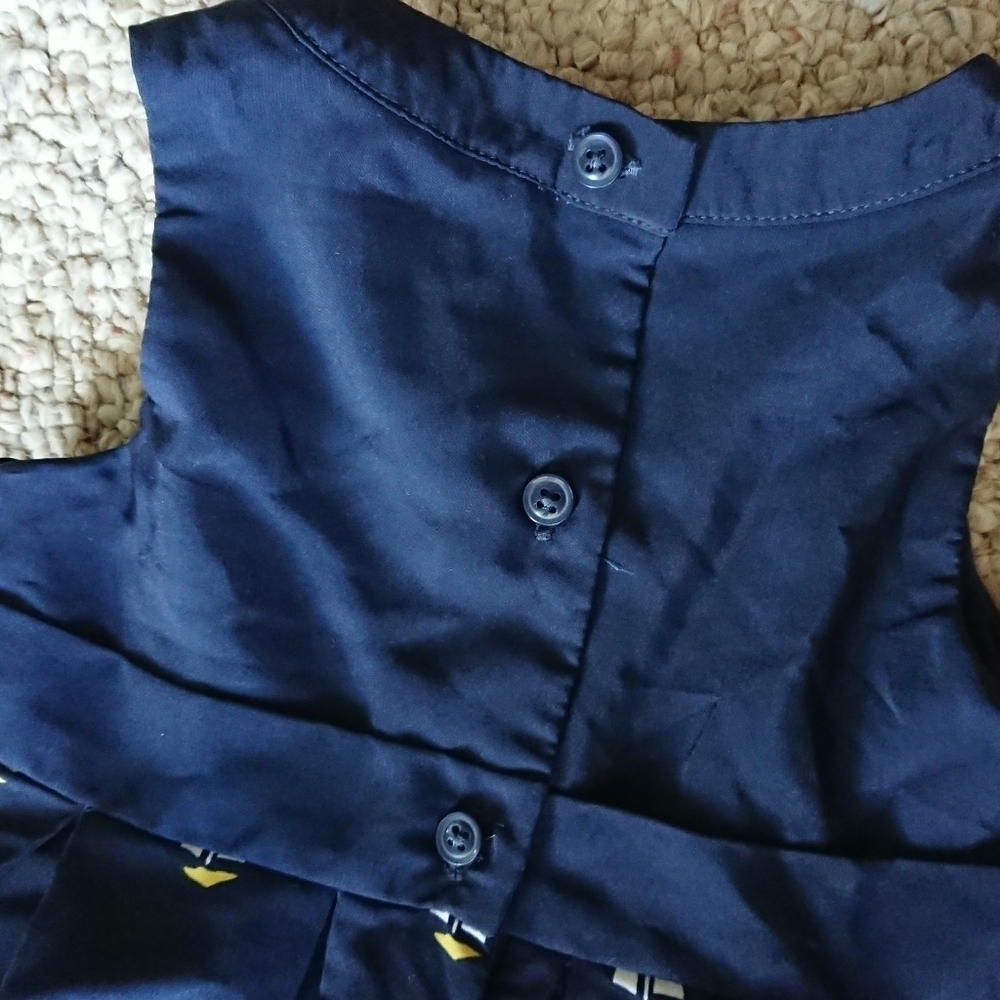 Janie and Jack Navy Blue Sailboat Print Kids Dress size 12-18M - Picture 5 of 11